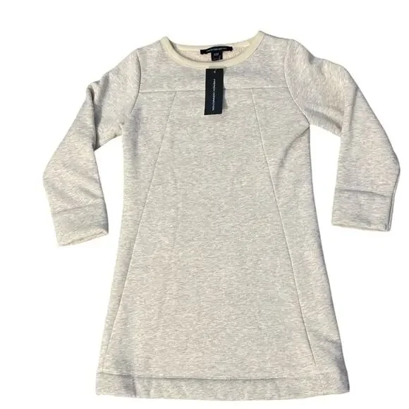 French Connection Women’s Grey Long Sleeve Crew Neck Sherpa Sweater Dress Sz 2 - Picture 8 of 8